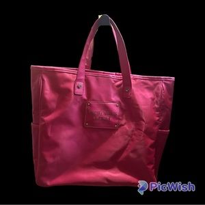 Victoria's Secret Tote Shopper Bag Purse Pink Vinyl Gold Trim Love Sexiest Earth